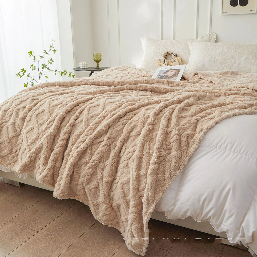 Plush Sherpa Travel Throw Blanket
