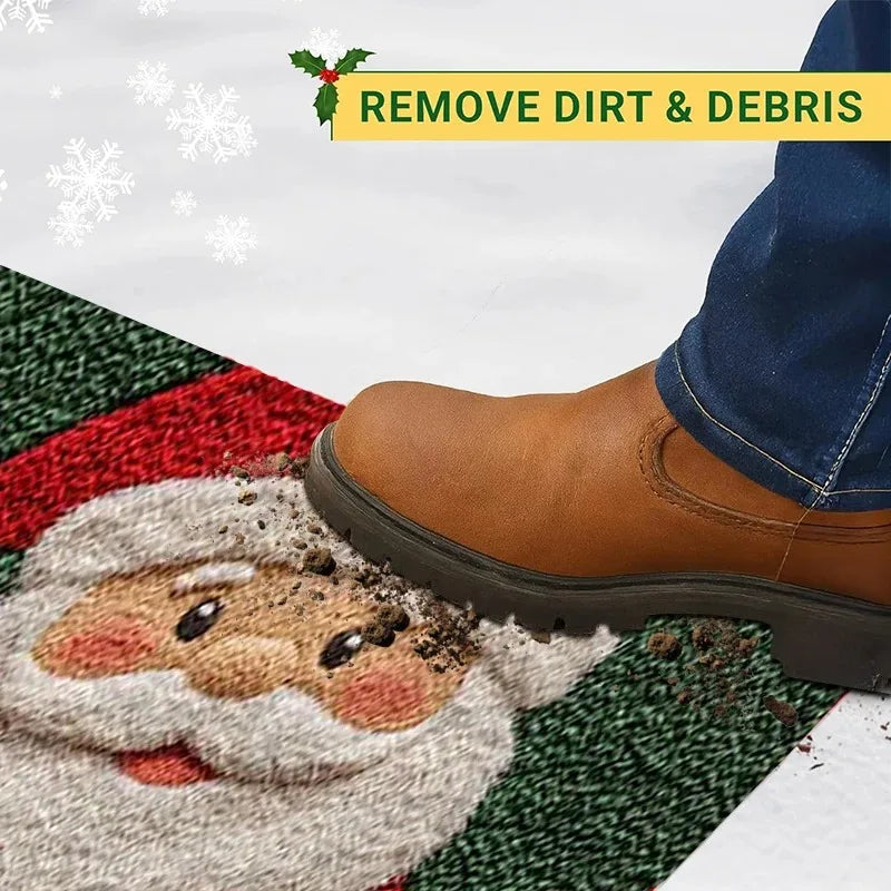 Gingerbread & Santa Christmas Door Mat