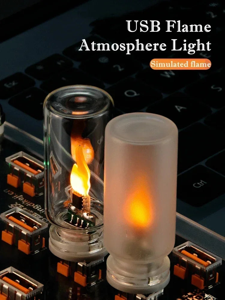 USB Flickering Glass Flame Light