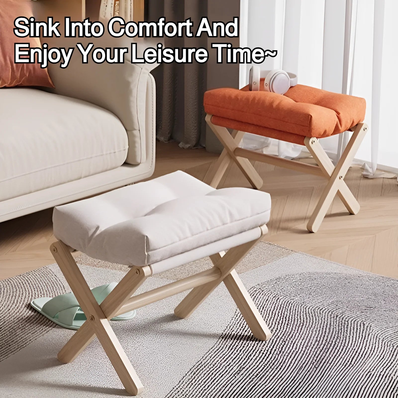 Folding Upholstered Footstool