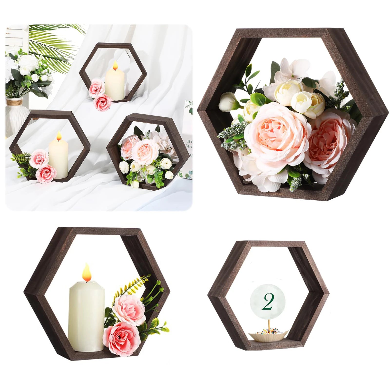 Hexagonal Floating Wall Shelves