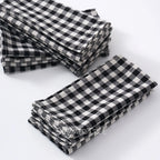 Set of 10 Gingham Cotton Napkins 42x42cm Reusable Check Cloth Napkin for Wedding Christmas Dinner Party Banquet Home Table Decor