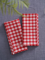 Set of 10 Gingham Cotton Napkins 42x42cm Reusable Check Cloth Napkin for Wedding Christmas Dinner Party Banquet Home Table Decor