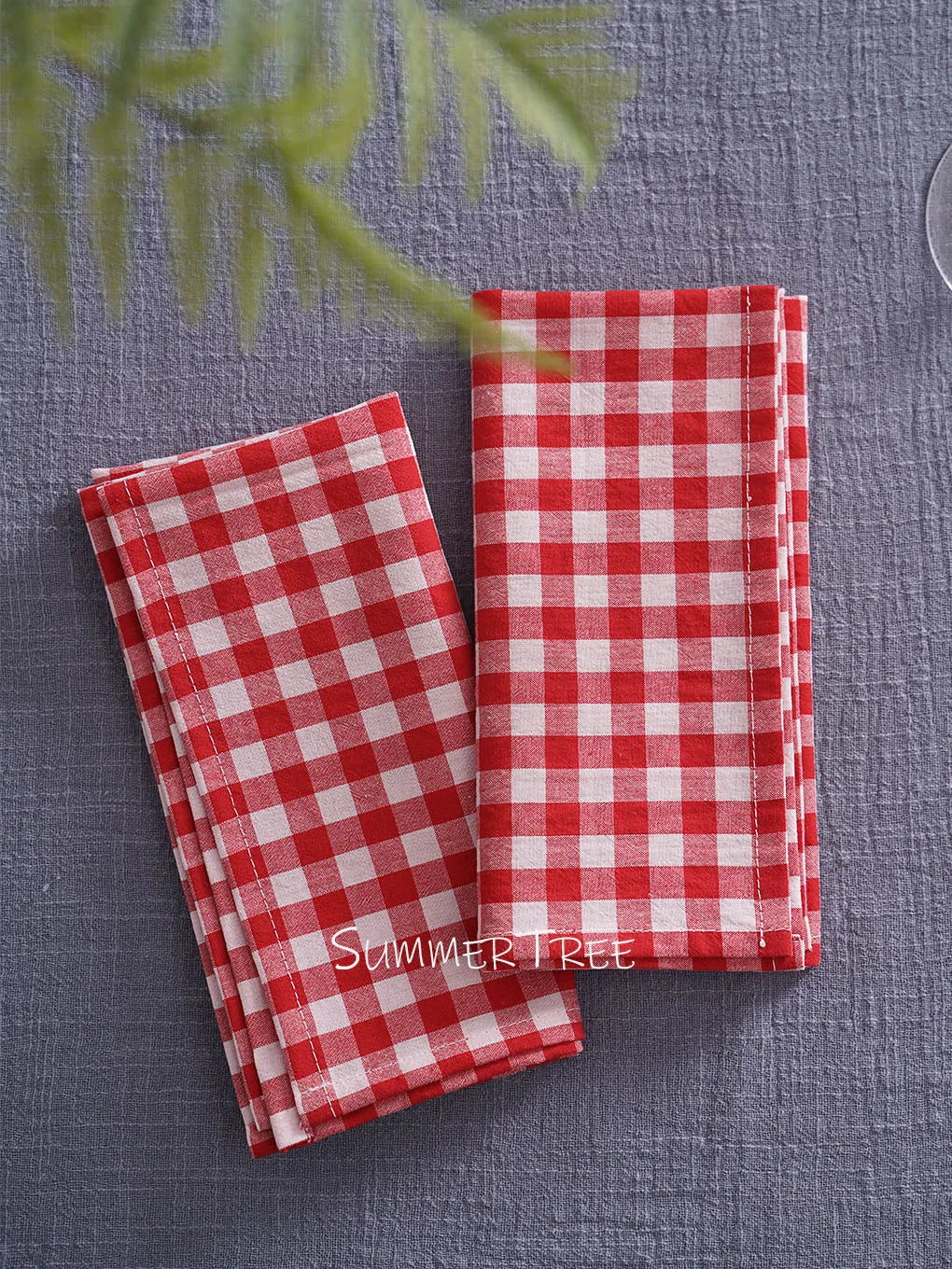 Set of 10 Gingham Cotton Napkins 42x42cm Reusable Check Cloth Napkin for Wedding Christmas Dinner Party Banquet Home Table Decor