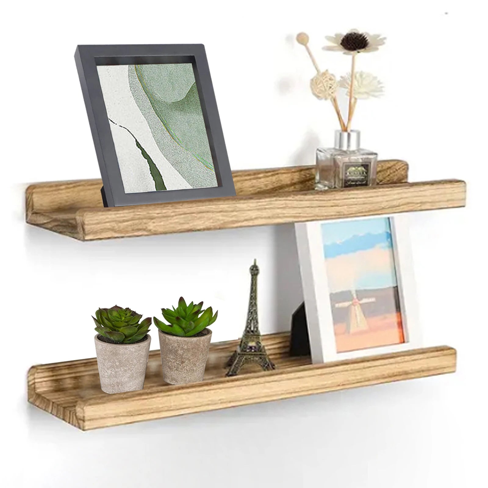 Rustic Wood Floating Shelves - Set of 2