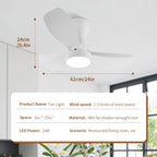 Dc Dimmable Remote-Control LED Ceiling Fan with Light