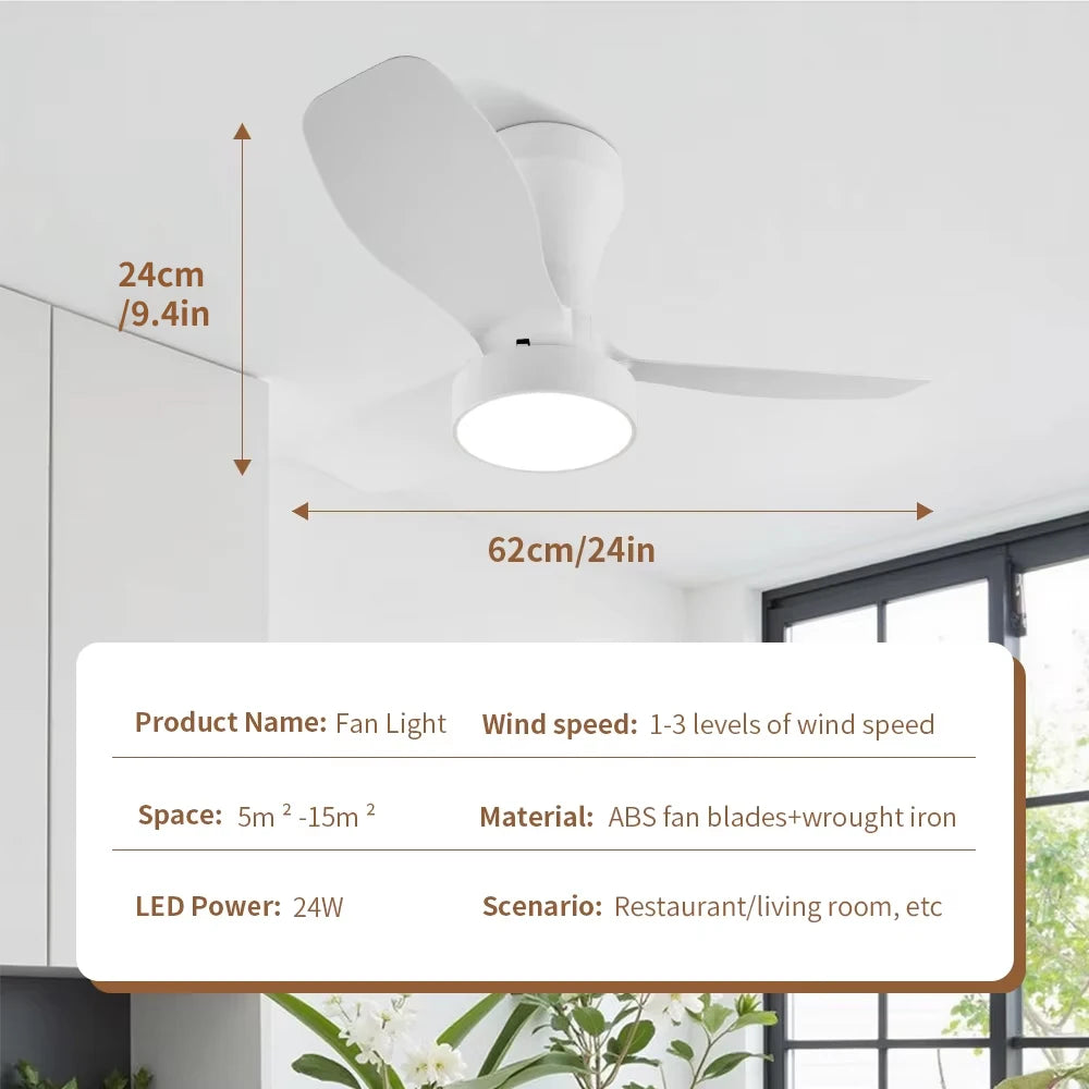 Dc Dimmable Remote-Control LED Ceiling Fan with Light