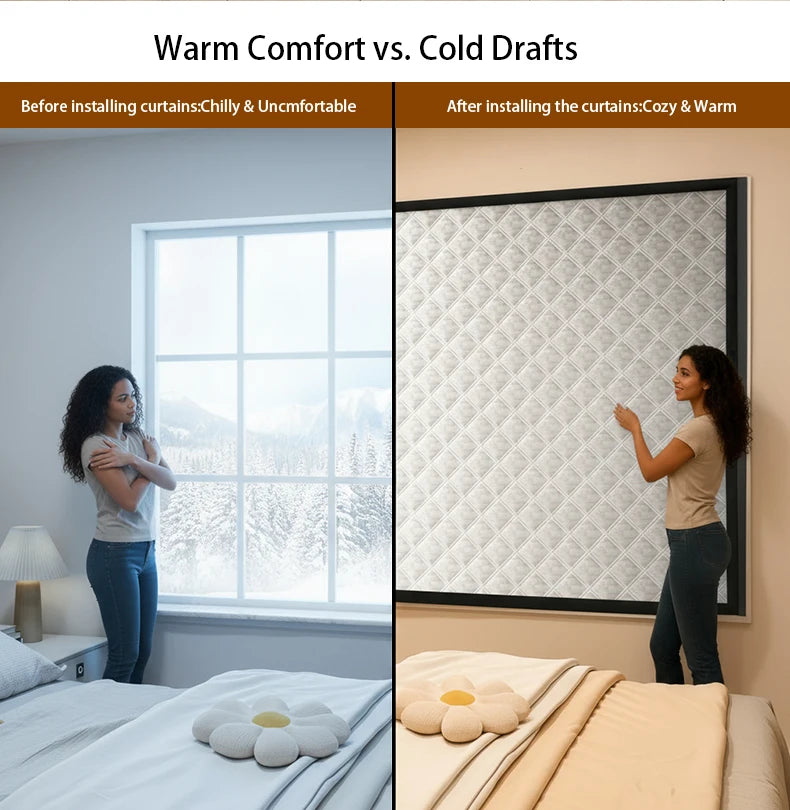 Winter Thick Blackout Curtains – Insulated Room-Darkening, Noise-Reducing & Energy-Saving Panels for Bedroom and Living Room