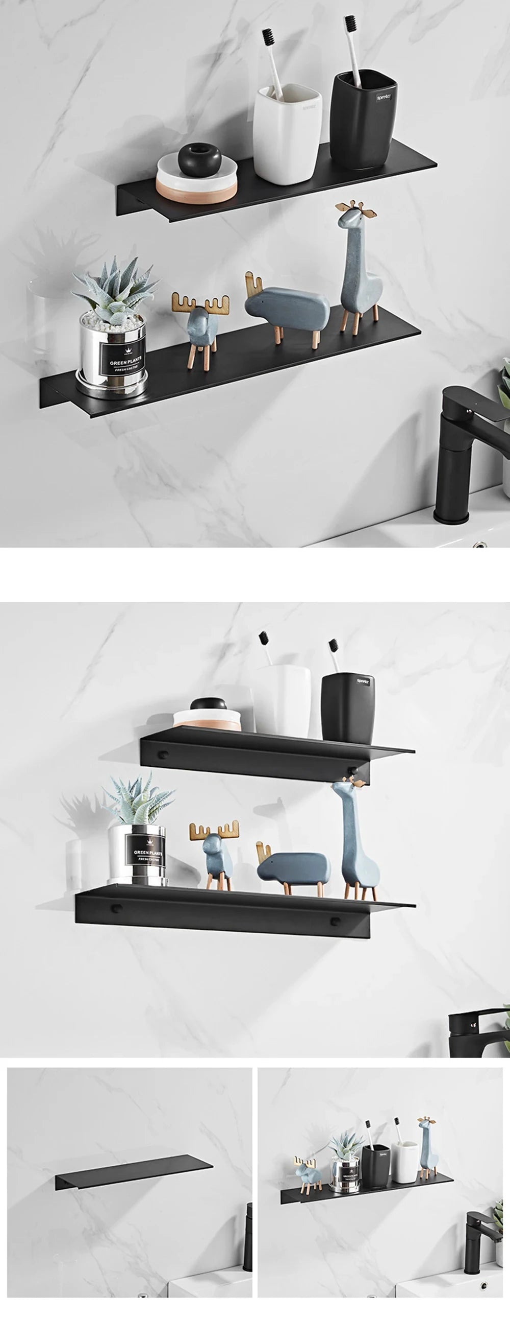 Wall-Mounted Aluminum Bathroom Shelf