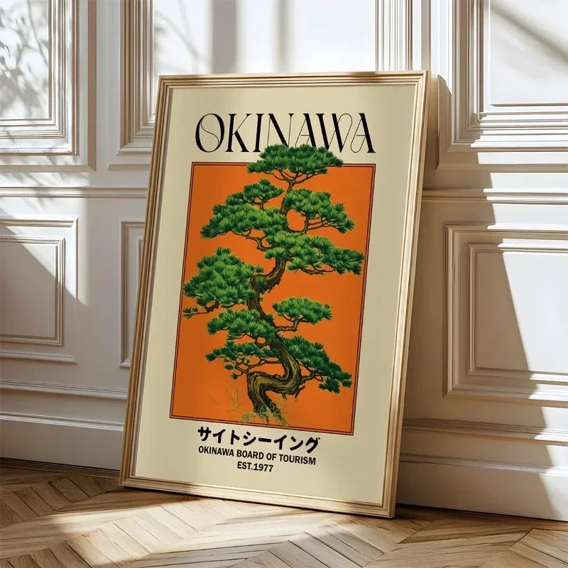 Retro Okinawa Travel Tree Canvas Print — WESTMERE