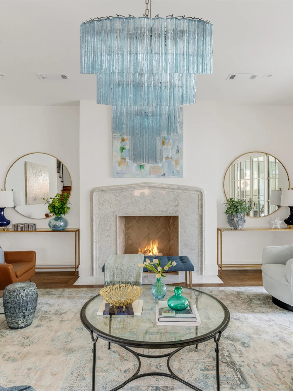 Art Glass Dimmable LED Chandelier