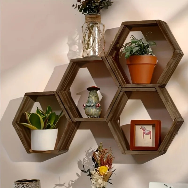 Hexagonal Floating Wall Shelves