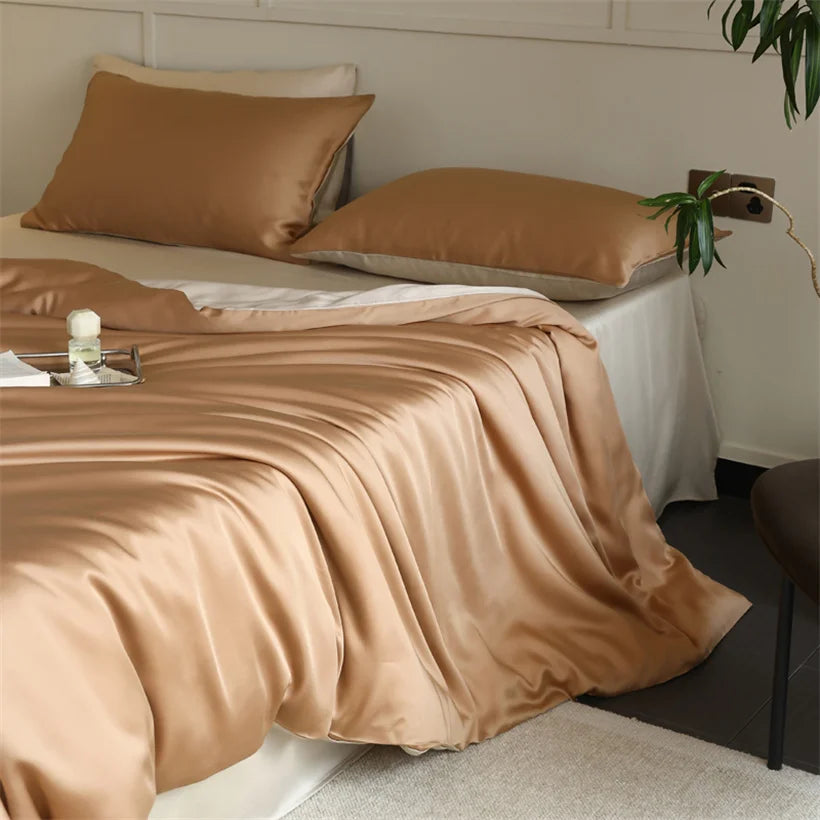 Mulberry Silk Bedding Set Luxury Natural 100% Silk Duvet Cover Set Bed Sheet Pillowcase Single Double Bedsheet King Queen Size