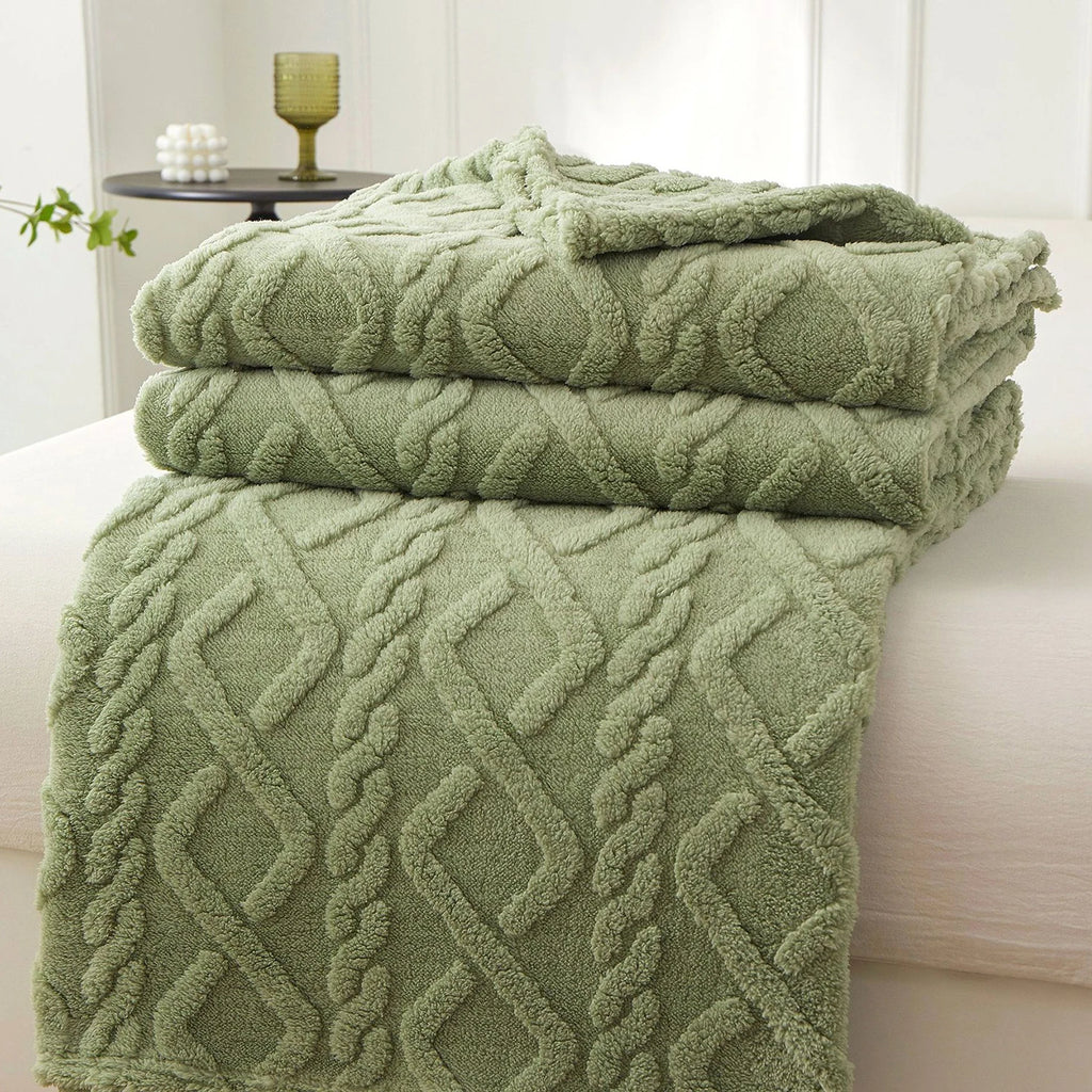 Plush Sherpa Travel Throw Blanket