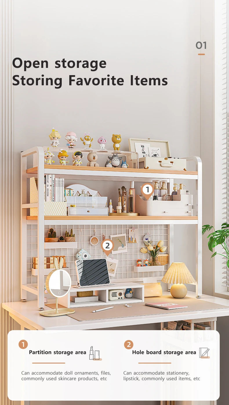 Grid Bookshelf Computer Desk