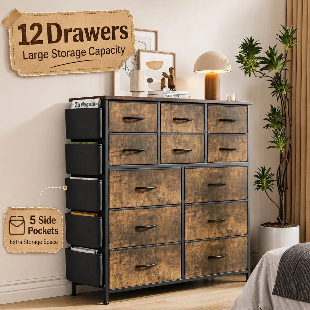 12-Drawer Fabric Storage Dresser