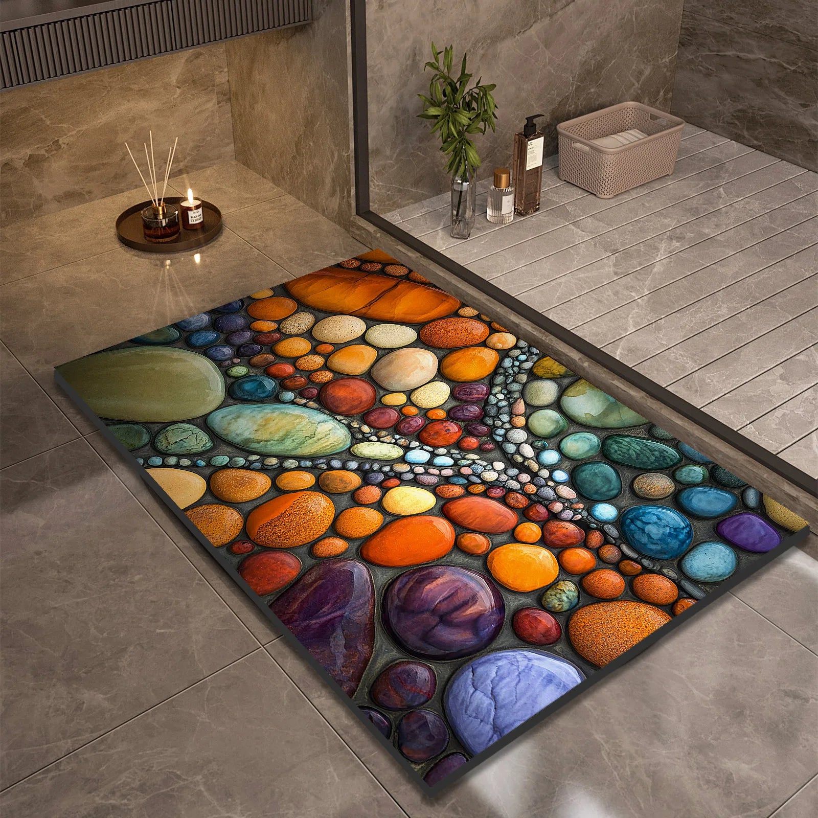 Stone Design Diatomite Bath Mat Bathroom Non-slip Shower Foot Mats Absorbent Quick Dry Toilet Rugs Carpet Doormat Washable
