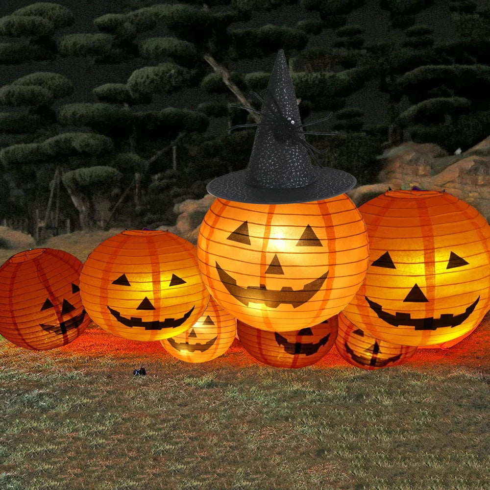 5-Piece Hanging Pumpkin Paper Lantern Set