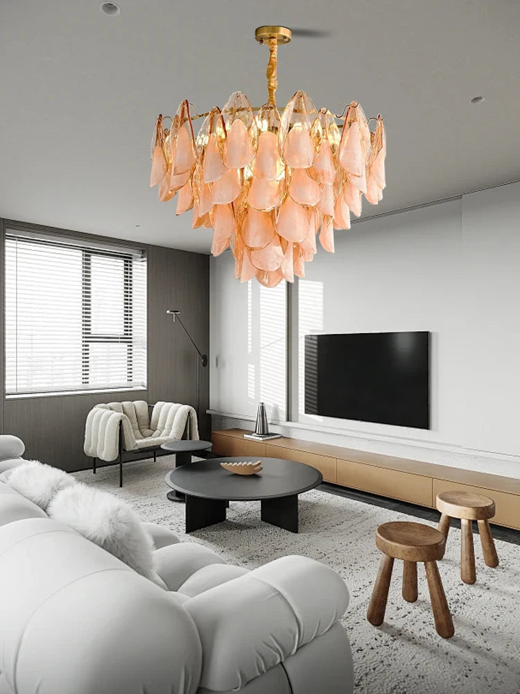 Murano-Style Petal Luxury Glass Chandelier