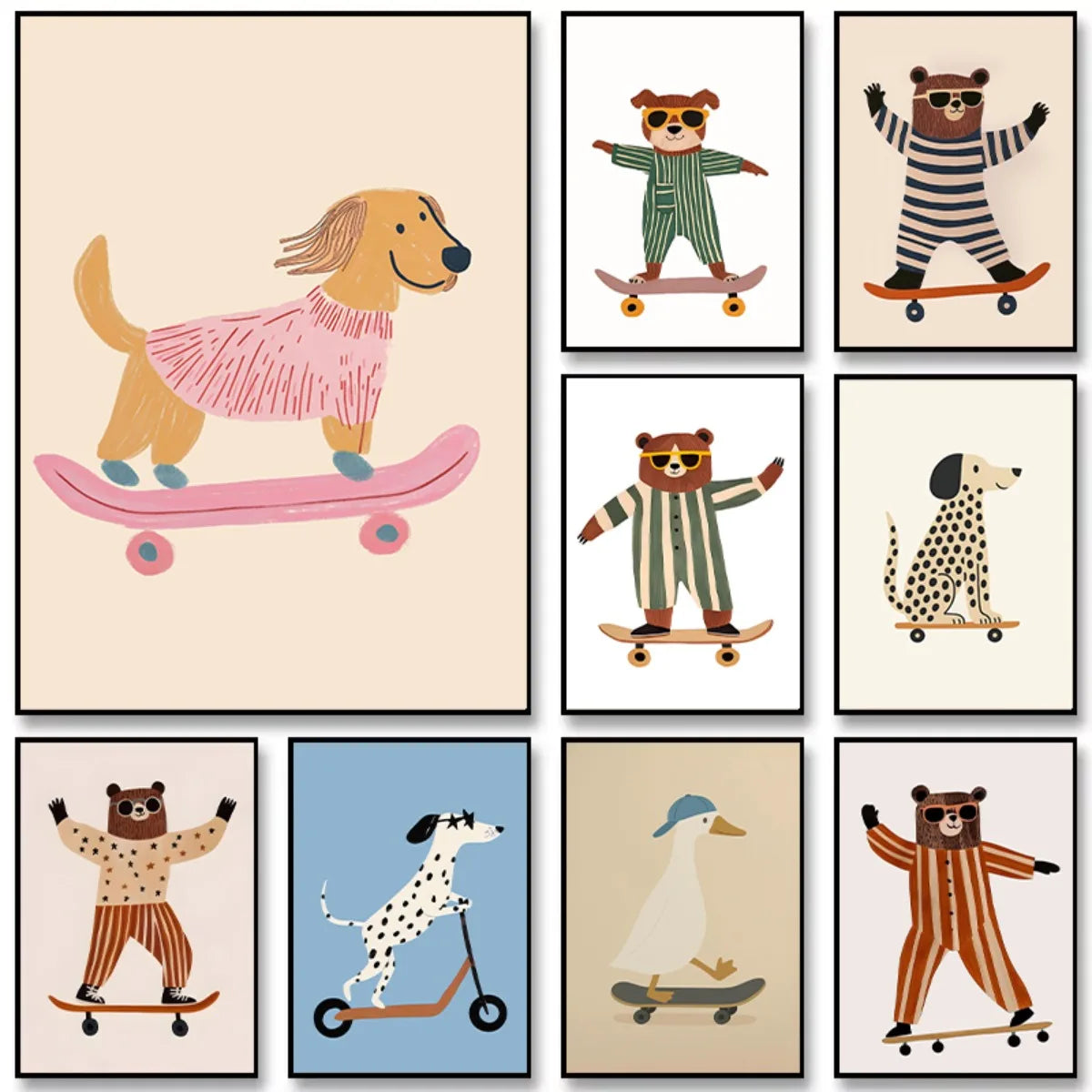 Skateboarding Dachshund Canvas Print