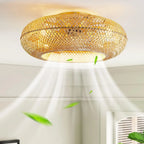 Bamboo Remote-Control Ceiling Fan with Light