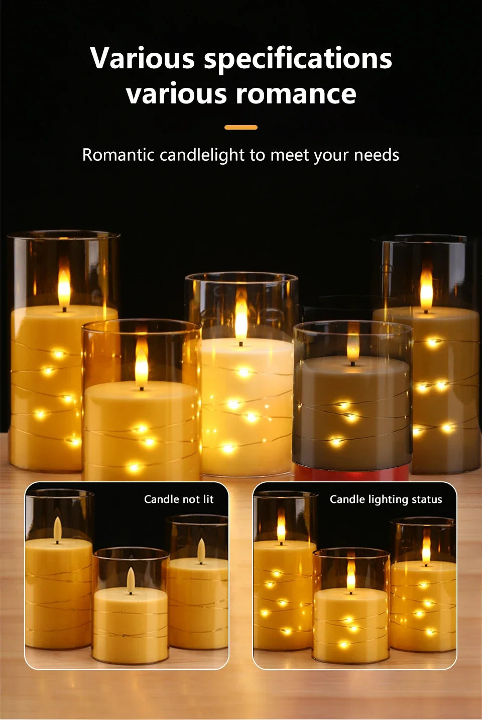 Starlight Flameless Pillar Candle Set