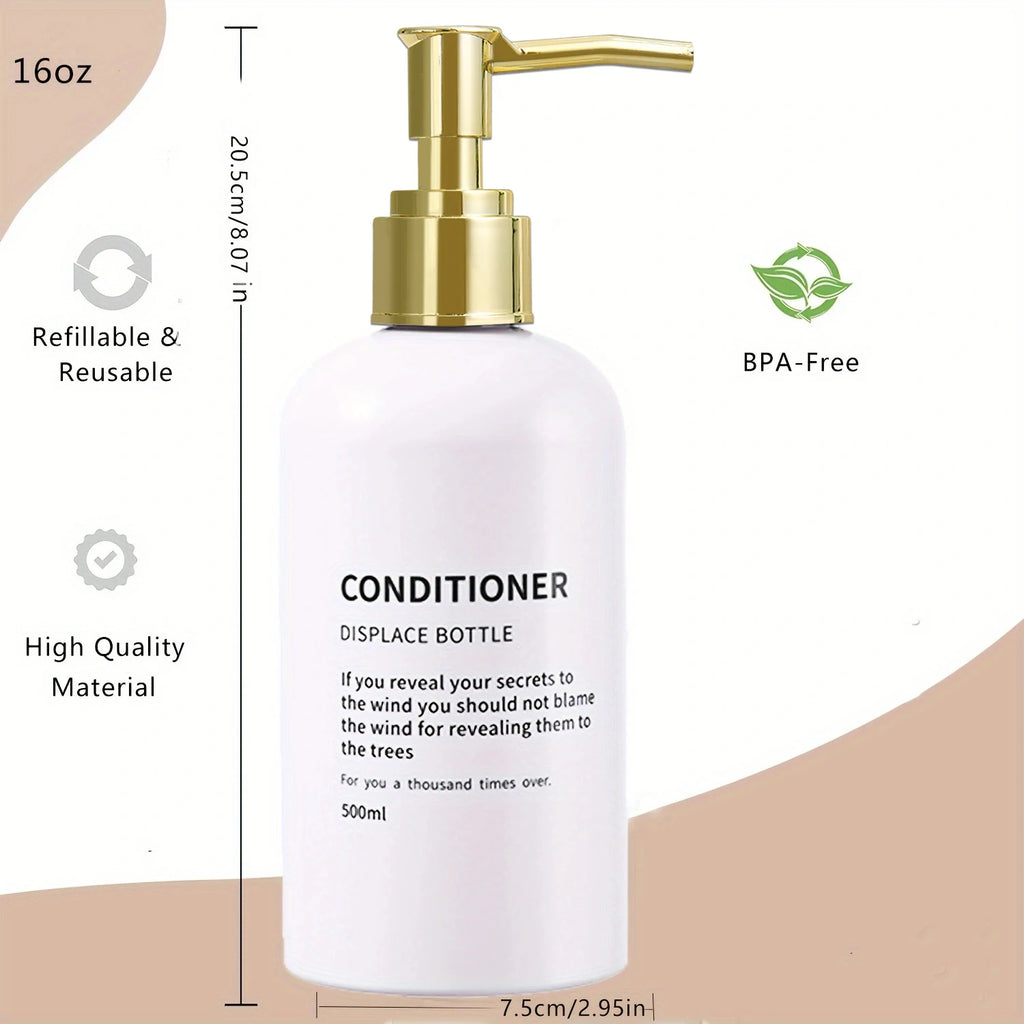 Refillable Shower Soap Bottles with Gold Pump, Shampoo and Conditioner Soap Dispenser for Bathroom Decor Upgrade
