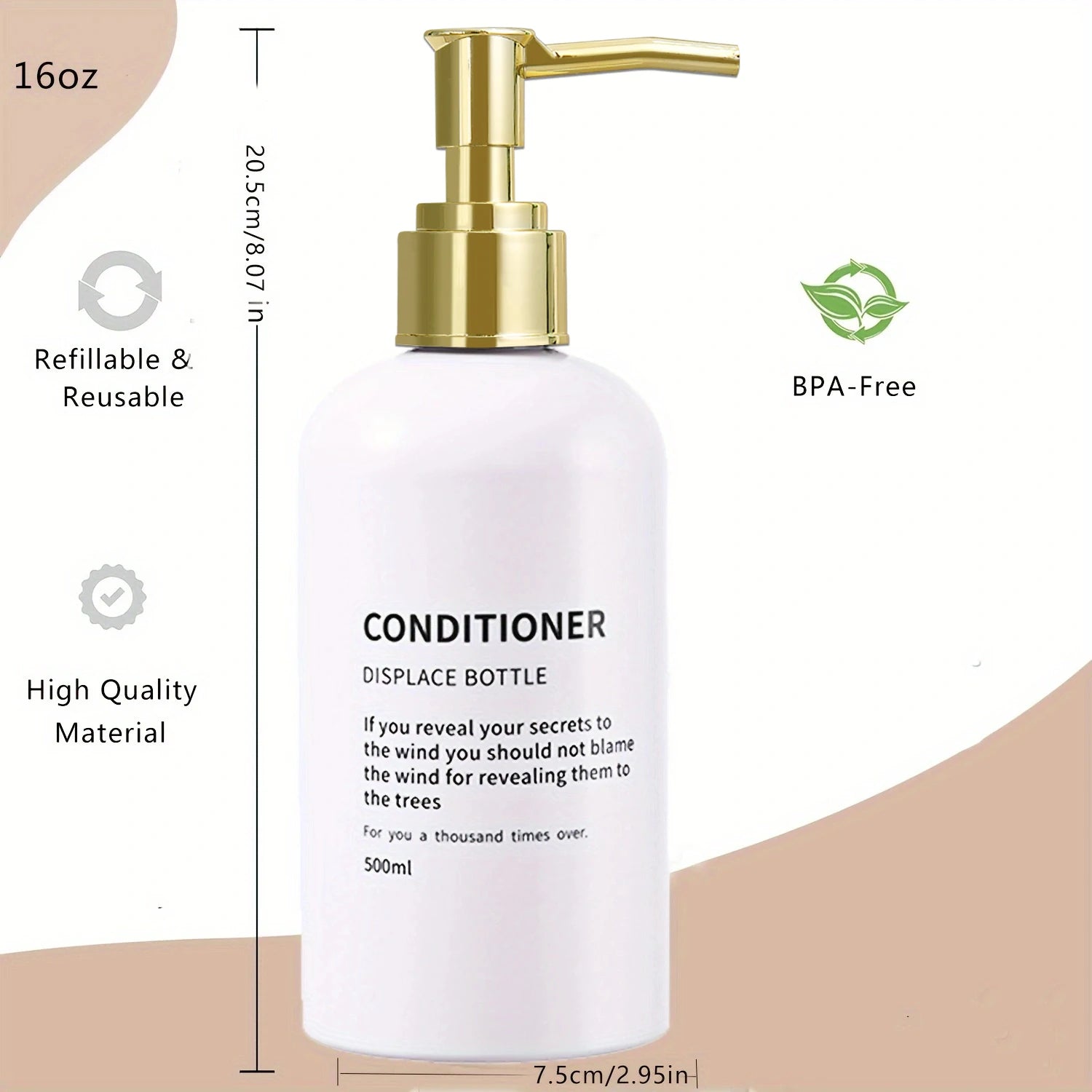 Refillable Shower Soap Bottles with Gold Pump, Shampoo and Conditioner Soap Dispenser for Bathroom Decor Upgrade