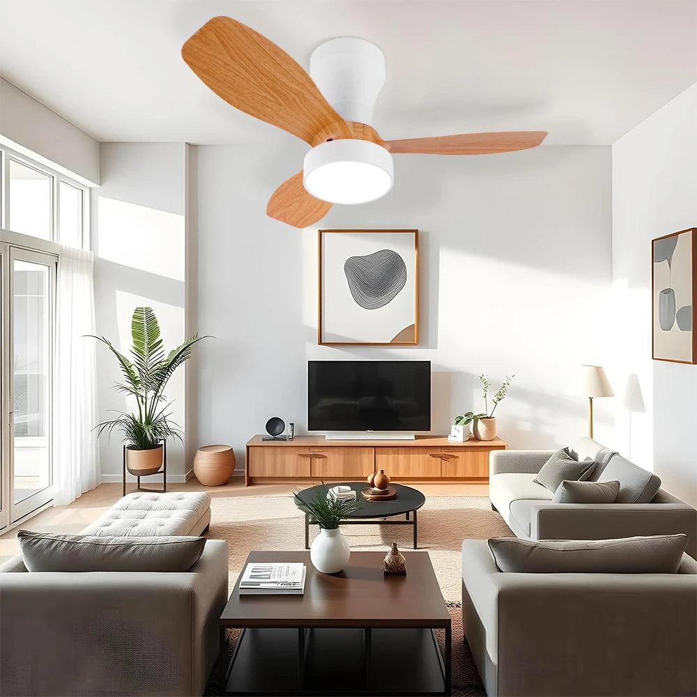 Dc Dimmable Remote-Control LED Ceiling Fan with Light