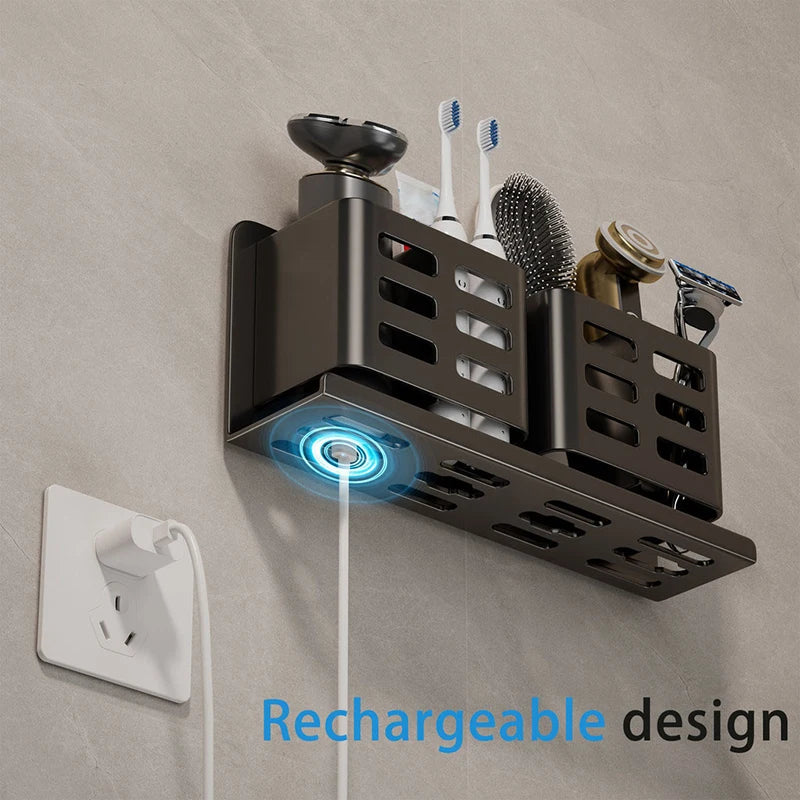 Aluminum Multifunctional Washbasin Storage Tube Toothbrush Razor Storage Rack Wall-mounted Bathroom Shelves Bathroom Supplies