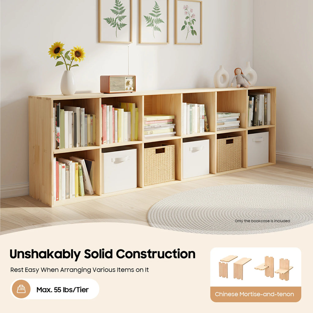 12-Cube Solid Wood Bookcase