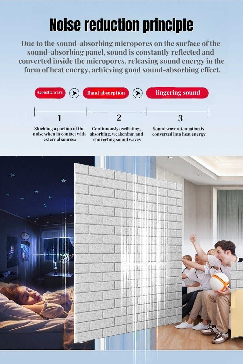 Faux-Brick Self-Adhesive Acoustic Panels