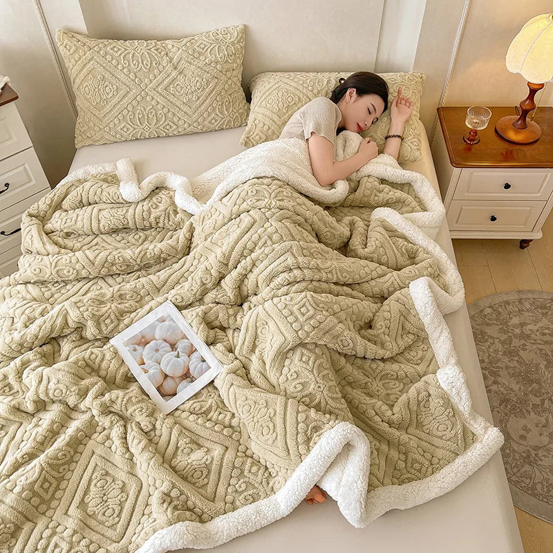 5D Carved Sherpa Fleece Blanket