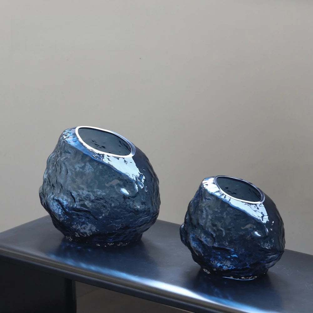 Rock-Textured Nordic Glass Vase