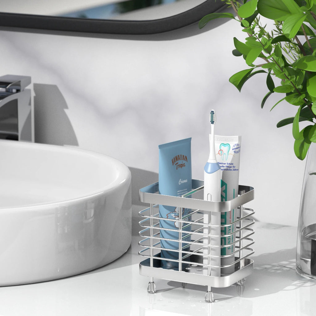 Toothbrush Holders for Bathroom Stainless Steel Electric Toothbrush Holder Wall Mounted Shower Toothbrush Toothpaste Holder