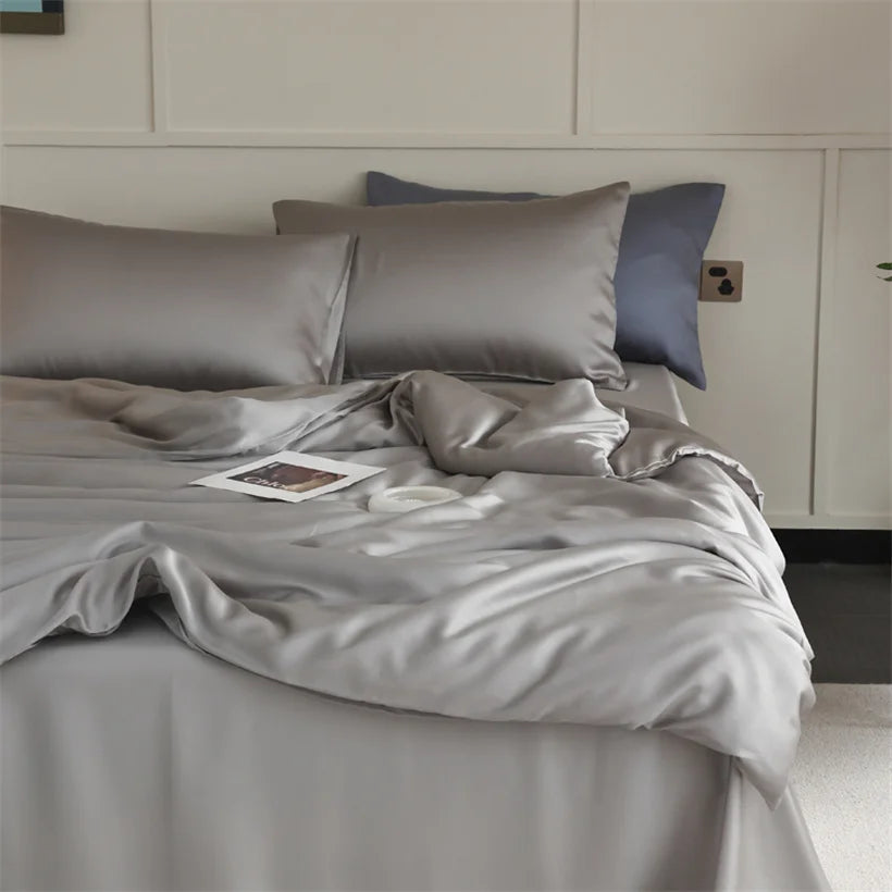 Mulberry Silk Bedding Set Luxury Natural 100% Silk Duvet Cover Set Bed Sheet Pillowcase Single Double Bedsheet King Queen Size