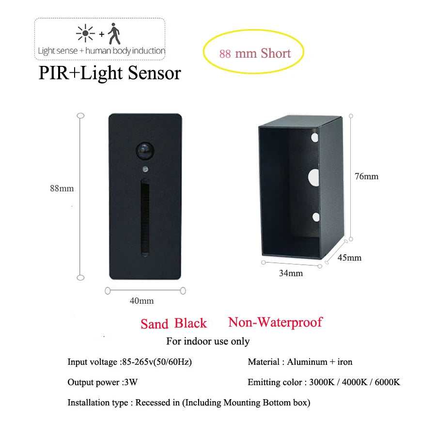 Night Motion-Sensor LED Wall Light