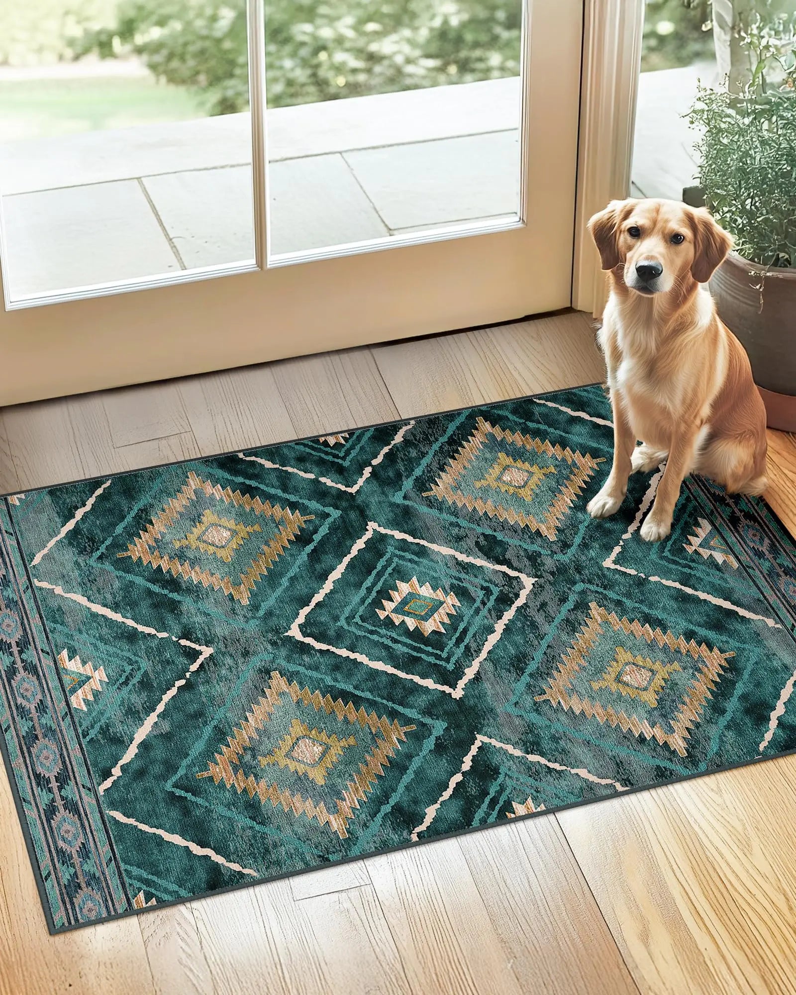 Southwestern Washable Area Rug