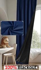 Custom Size 1Pc Hook 100% Blackout Curtains for Living Room Bedroom Thermal Insulated Waterproof Window Decor 창문커텐 Door Blinds