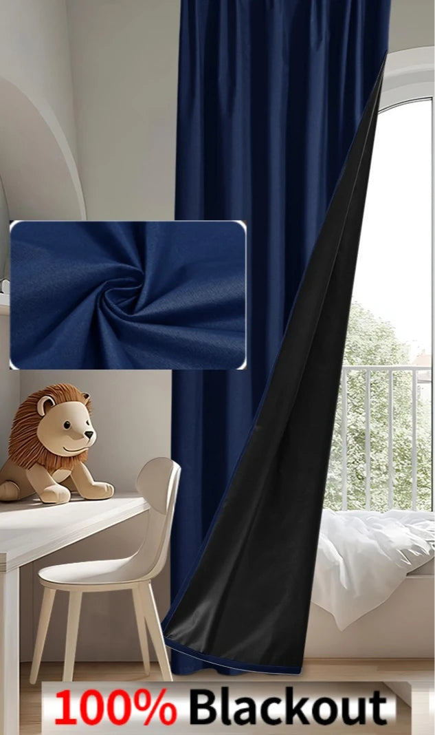 Custom Size 1Pc Hook 100% Blackout Curtains for Living Room Bedroom Thermal Insulated Waterproof Window Decor 창문커텐 Door Blinds