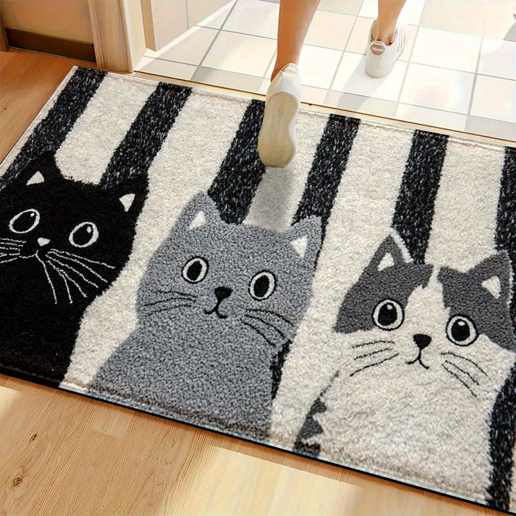 Striped Cat Waterproof Area Rug