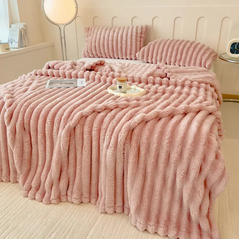 Faux Rabbit Fur Throw Blanket