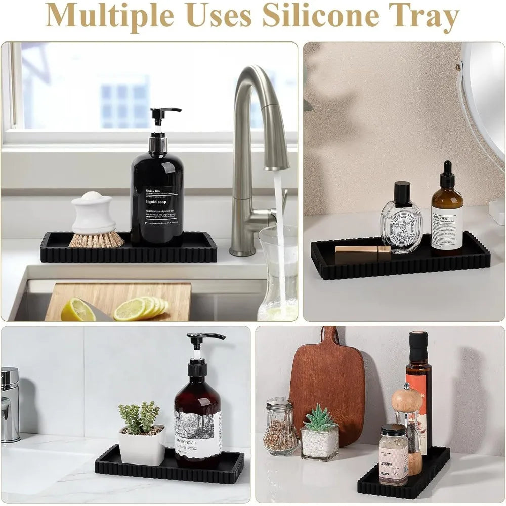 Silicone Wave-Edge Vanity Tray