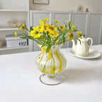 Yellow & White Hand-Blown Glass Vase