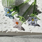 Hand-Blown Glass Flower Sculpture with Vase
