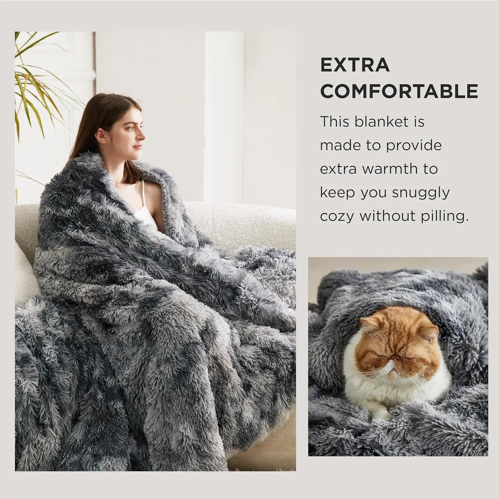 Plush Faux-Fur Sherpa Throw Blanket