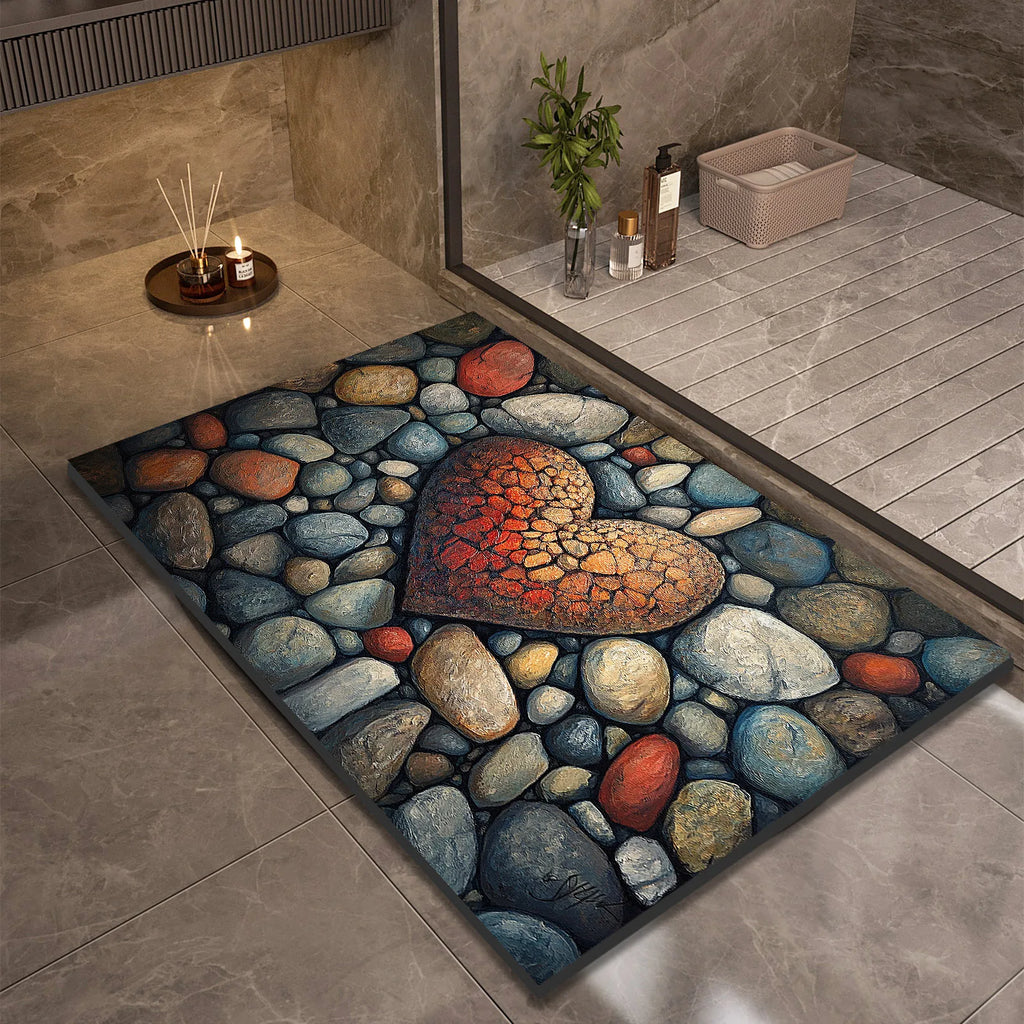 Stone Design Diatomite Bath Mat Bathroom Non-slip Shower Foot Mats Absorbent Quick Dry Toilet Rugs Carpet Doormat Washable