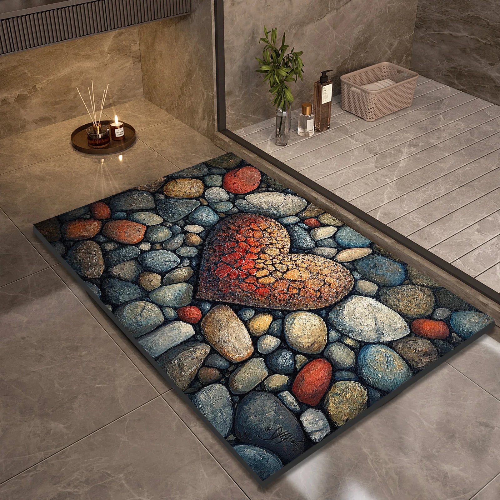 Stone Design Diatomite Bath Mat Bathroom Non-slip Shower Foot Mats Absorbent Quick Dry Toilet Rugs Carpet Doormat Washable