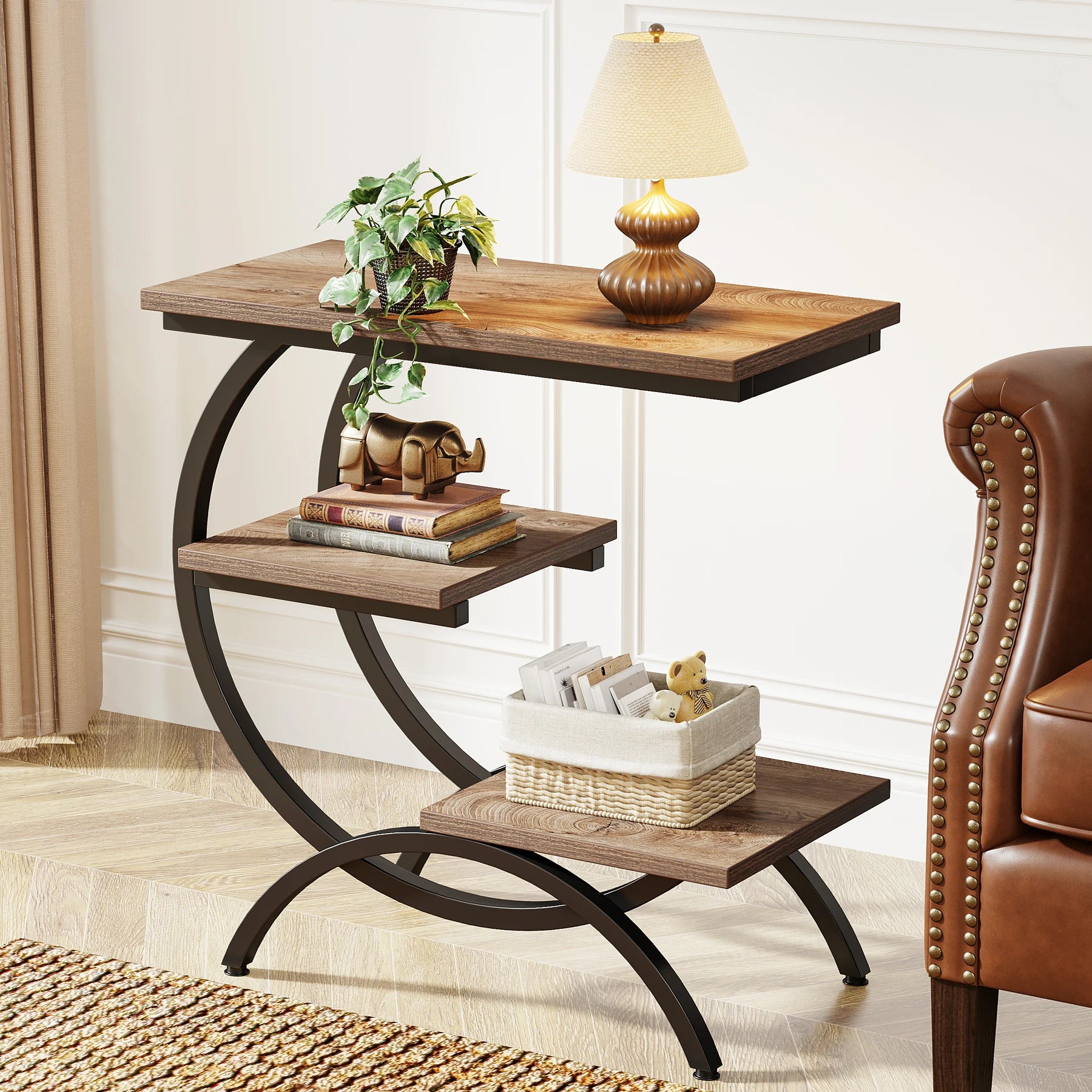 3-Tier C-Shaped Side Table
