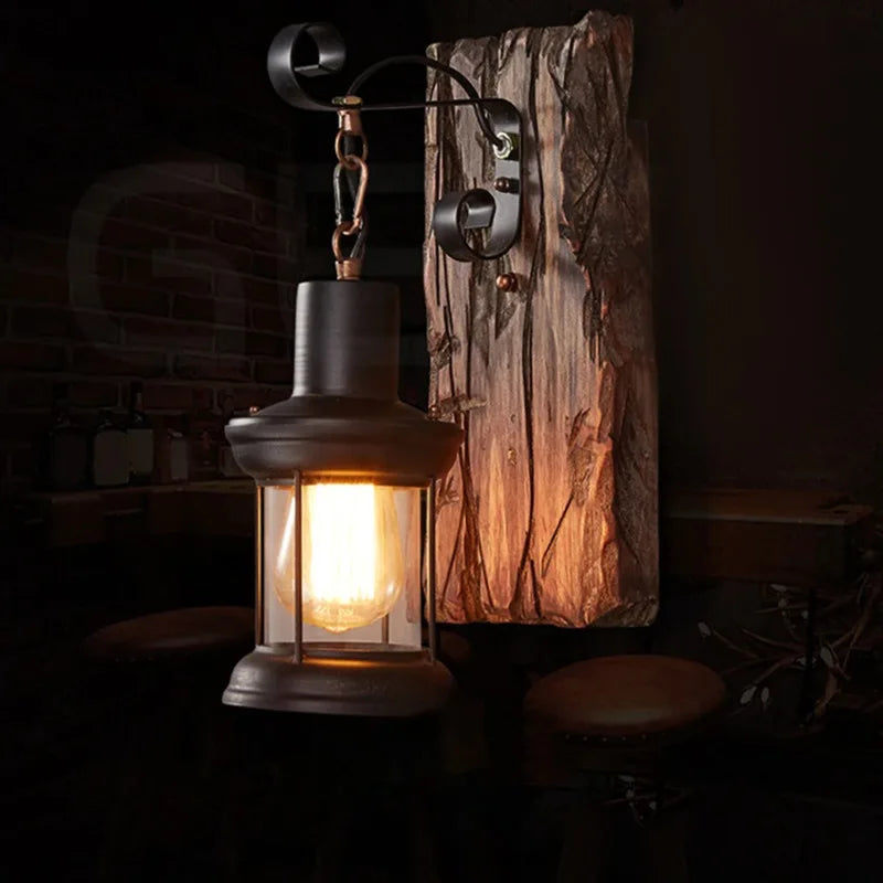 Wood Industrial Wall Light